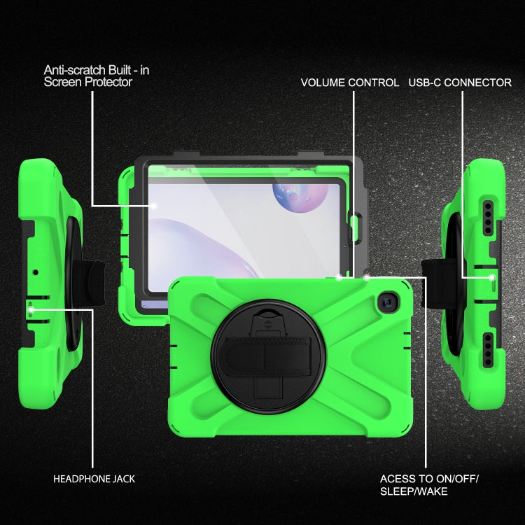 For Samsung Galaxy Tab A 8.4 2020 T307U Shockproof Colorful Silicone + PC Protective Case with Holder & Shoulder Strap & Hand Strap & Screen Protector