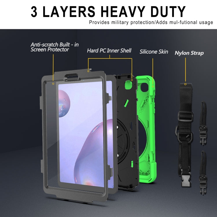 For Samsung Galaxy Tab A 8.4 2020 T307U Shockproof Colorful Silicone + PC Protective Case with Holder & Shoulder Strap & Hand Strap & Screen Protector