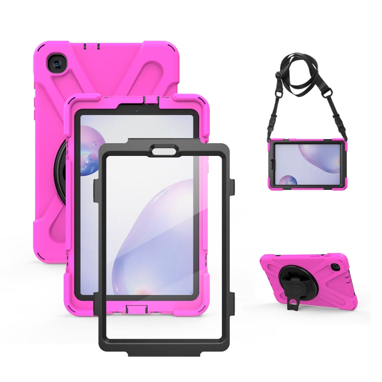 For Samsung Galaxy Tab A 8.4 2020 T307U Shockproof Colorful Silicone + PC Protective Case with Holder & Shoulder Strap & Hand Strap & Screen Protector