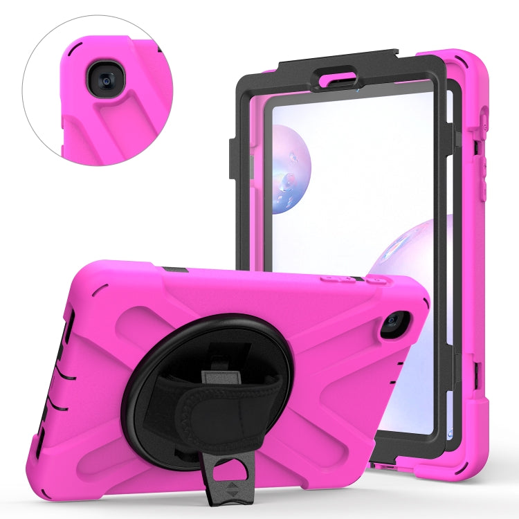 For Samsung Galaxy Tab A 8.4 2020 T307U Shockproof Colorful Silicone + PC Protective Case with Holder & Shoulder Strap & Hand Strap & Screen Protector