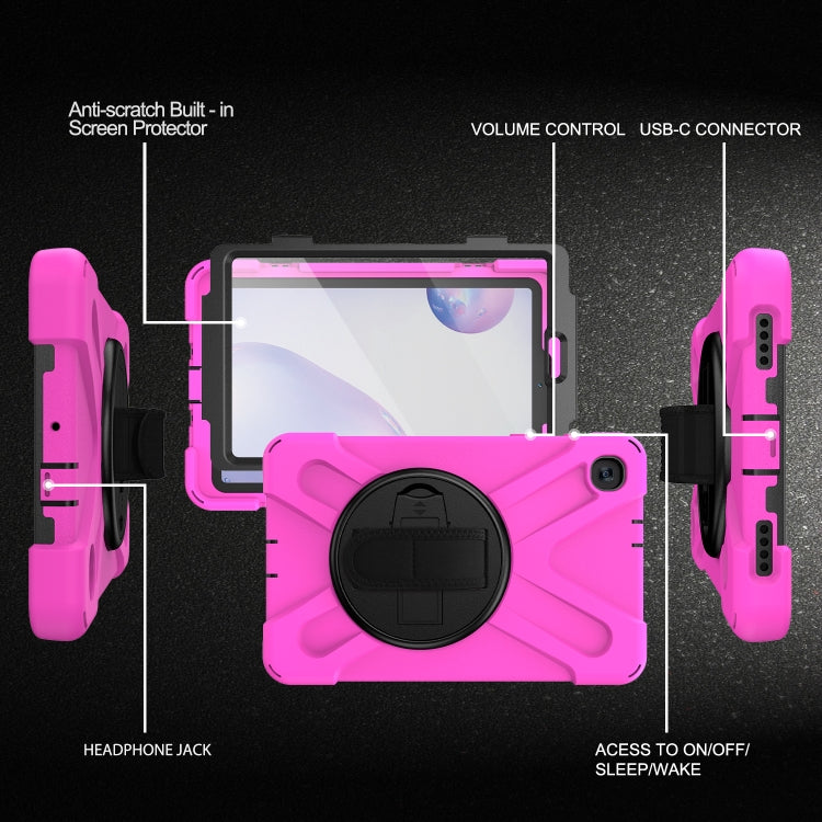For Samsung Galaxy Tab A 8.4 2020 T307U Shockproof Colorful Silicone + PC Protective Case with Holder & Shoulder Strap & Hand Strap & Screen Protector