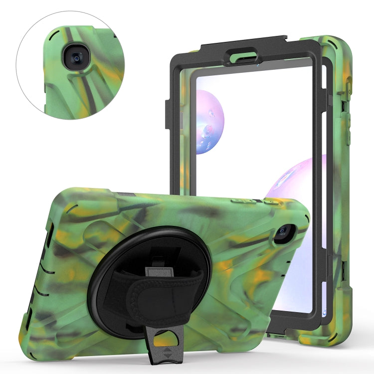 For Samsung Galaxy Tab A 8.4 2020 T307U Shockproof Colorful Silicone + PC Protective Case with Holder & Shoulder Strap & Hand Strap & Screen Protector