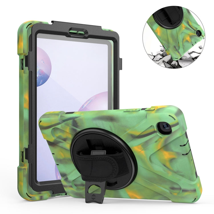 For Samsung Galaxy Tab A 8.4 2020 T307U Shockproof Colorful Silicone + PC Protective Case with Holder & Shoulder Strap & Hand Strap & Screen Protector