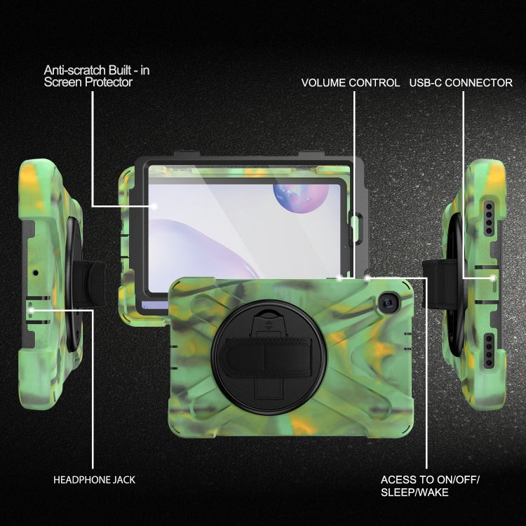 For Samsung Galaxy Tab A 8.4 2020 T307U Shockproof Colorful Silicone + PC Protective Case with Holder & Shoulder Strap & Hand Strap & Screen Protector