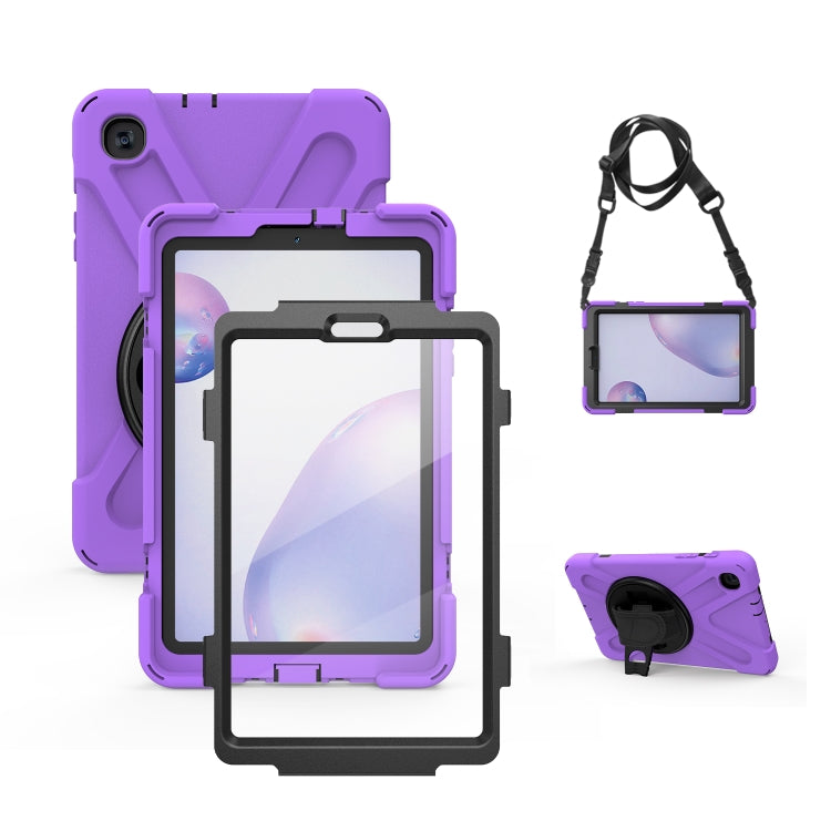 For Samsung Galaxy Tab A 8.4 2020 T307U Shockproof Colorful Silicone + PC Protective Case with Holder & Shoulder Strap & Hand Strap & Screen Protector