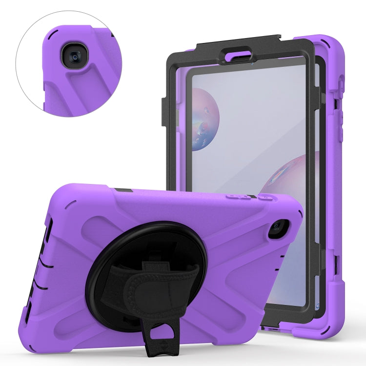 For Samsung Galaxy Tab A 8.4 2020 T307U Shockproof Colorful Silicone + PC Protective Case with Holder & Shoulder Strap & Hand Strap & Screen Protector