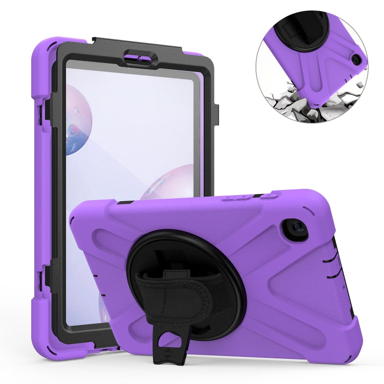 For Samsung Galaxy Tab A 8.4 2020 T307U Shockproof Colorful Silicone + PC Protective Case with Holder & Shoulder Strap & Hand Strap & Screen Protector