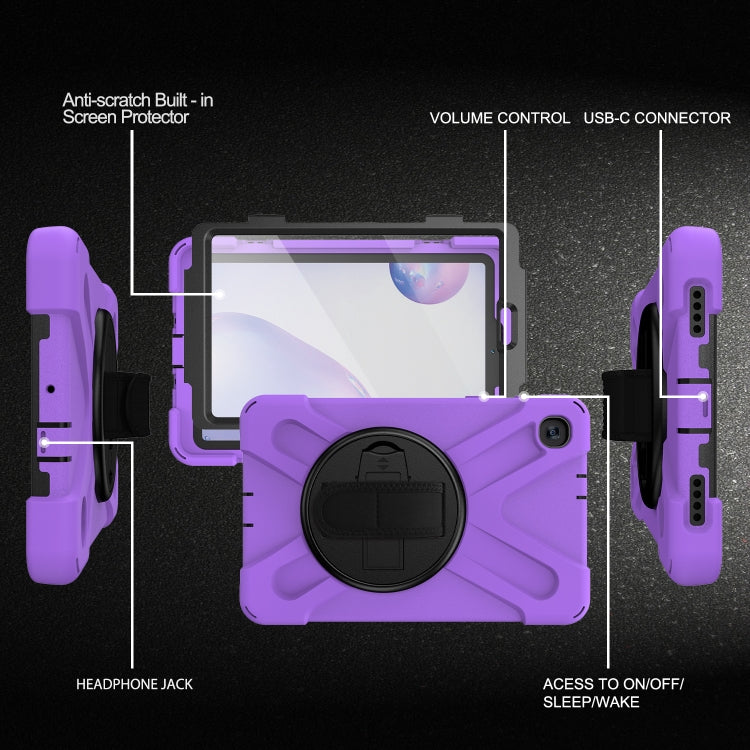 For Samsung Galaxy Tab A 8.4 2020 T307U Shockproof Colorful Silicone + PC Protective Case with Holder & Shoulder Strap & Hand Strap & Screen Protector