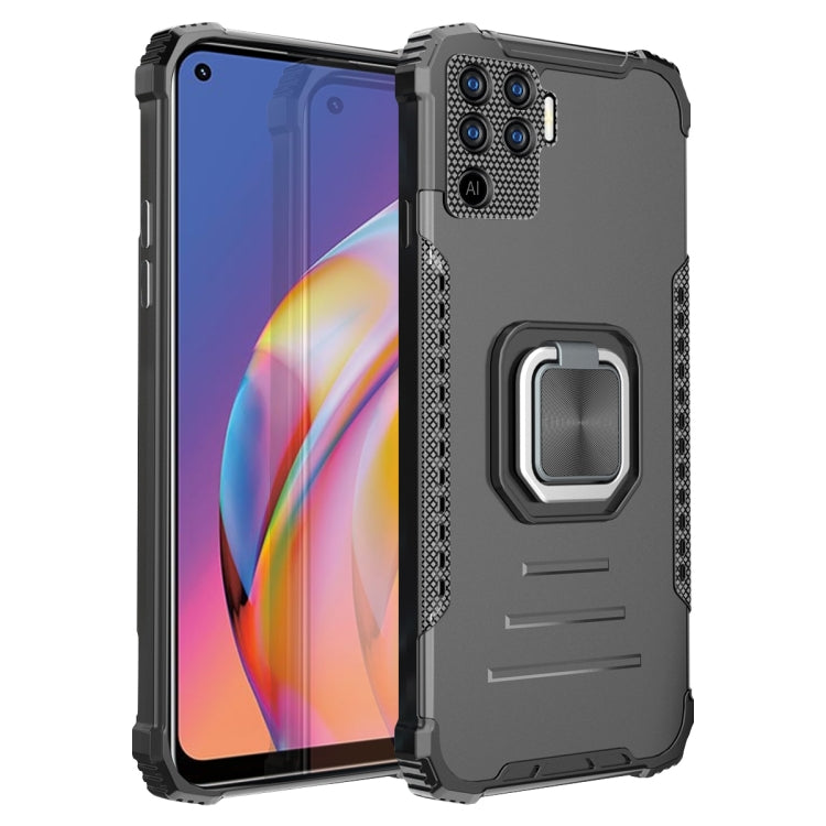 For OPPO A94 4G / Reno5 Lite / F19 Pro / Reno5 F Fierce Warrior Series Armor All-inclusive Shockproof Aluminum Alloy + TPU Protective Case with Ring Holder