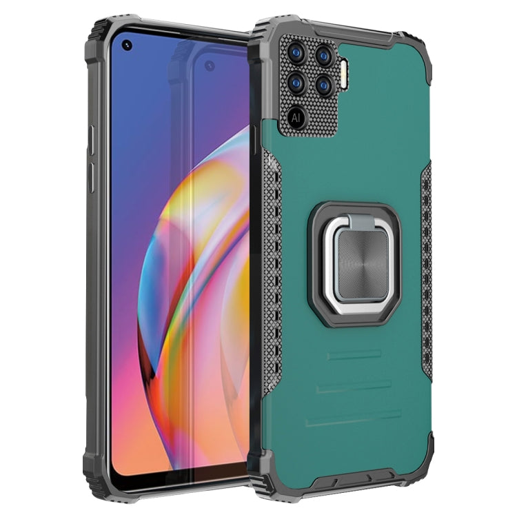 For OPPO A94 4G / Reno5 Lite / F19 Pro / Reno5 F Fierce Warrior Series Armor All-inclusive Shockproof Aluminum Alloy + TPU Protective Case with Ring Holder