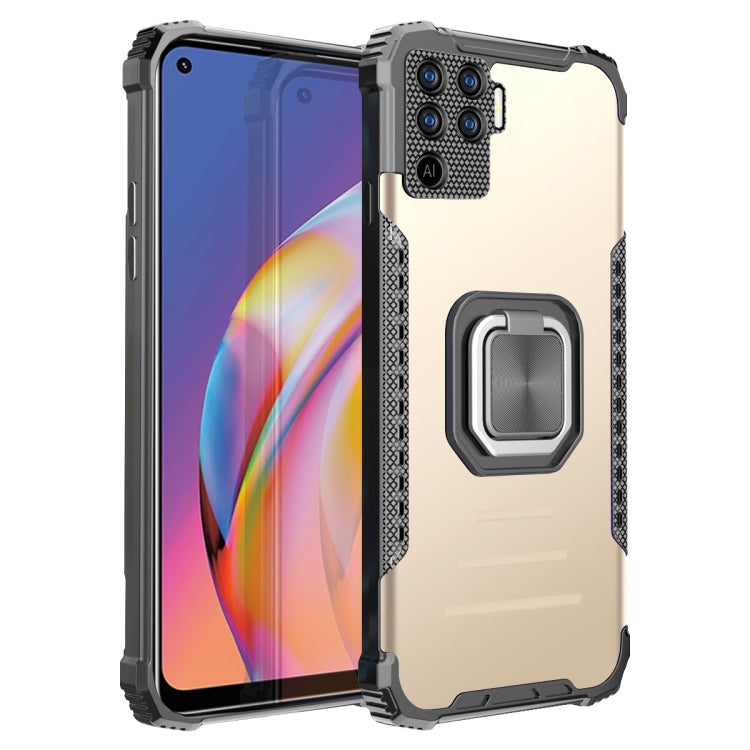 For OPPO A94 4G / Reno5 Lite / F19 Pro / Reno5 F Fierce Warrior Series Armor All-inclusive Shockproof Aluminum Alloy + TPU Protective Case with Ring Holder