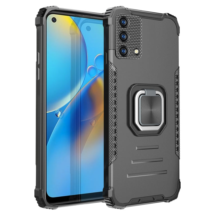 For OPPO A74 4G Fierce Warrior Series Armor All-inclusive Shockproof Aluminum Alloy + TPU Protective Case with Ring Holder