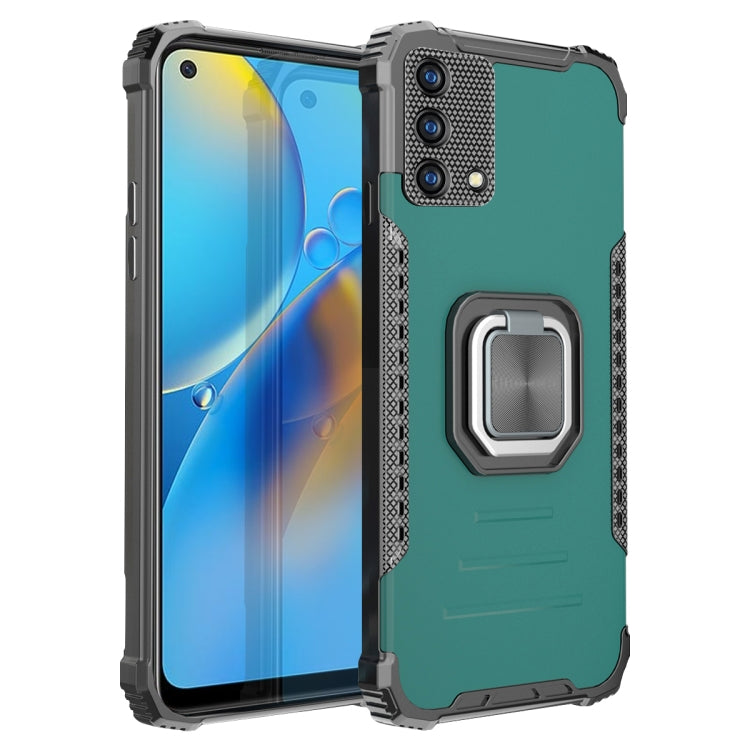For OPPO A74 4G Fierce Warrior Series Armor All-inclusive Shockproof Aluminum Alloy + TPU Protective Case with Ring Holder
