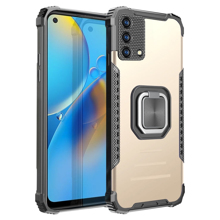 For OPPO A74 4G Fierce Warrior Series Armor All-inclusive Shockproof Aluminum Alloy + TPU Protective Case with Ring Holder
