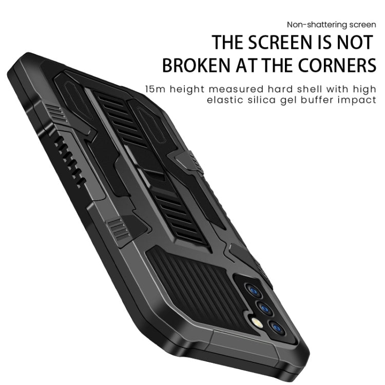 For OPPO A74 4G Vanguard Warrior All Inclusive Double-color Shockproof TPU + PC Protective Case with Holder