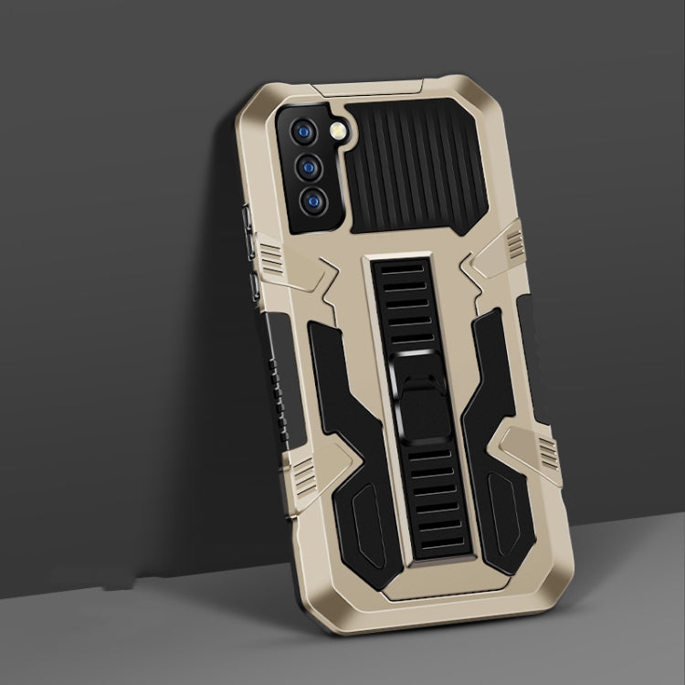 For Samsung Galaxy S21 FE Vanguard Warrior All Inclusive Double-color Shockproof TPU + PC Protective Case with Holder