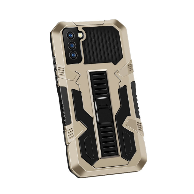 For Samsung Galaxy S21 FE Vanguard Warrior All Inclusive Double-color Shockproof TPU + PC Protective Case with Holder