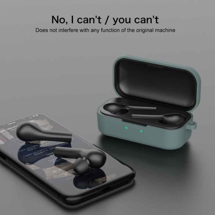 Pure Color Silicone Earphone Protective Case for QCY T5, with Hanging Buckle