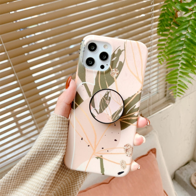For iPhone 11 Watercolor Painting Series Half Coverage IMD Workmanship Protective Case with Folding Holder