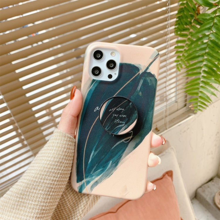 For iPhone 11 Pro Watercolor Painting Series Half Coverage IMD Workmanship Protective Case with Folding Holder