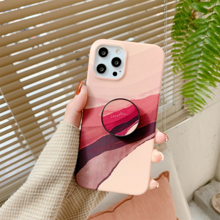 For iPhone 11 Pro Watercolor Painting Series Half Coverage IMD Workmanship Protective Case with Folding Holder