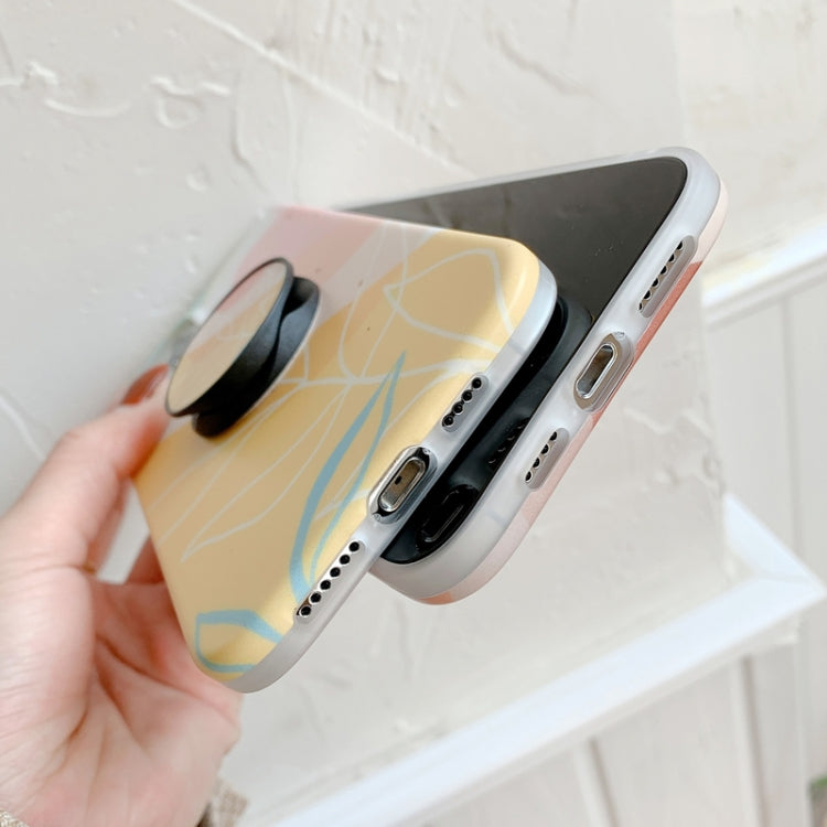 For iPhone 11 Pro Max Watercolor Painting Series Half Coverage IMD Workmanship Protective Case with Folding Holder