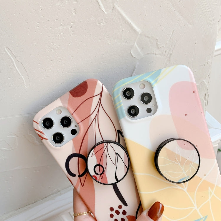 For iPhone 12 mini Watercolor Painting Series Half Coverage IMD Workmanship Protective Case with Folding Holder