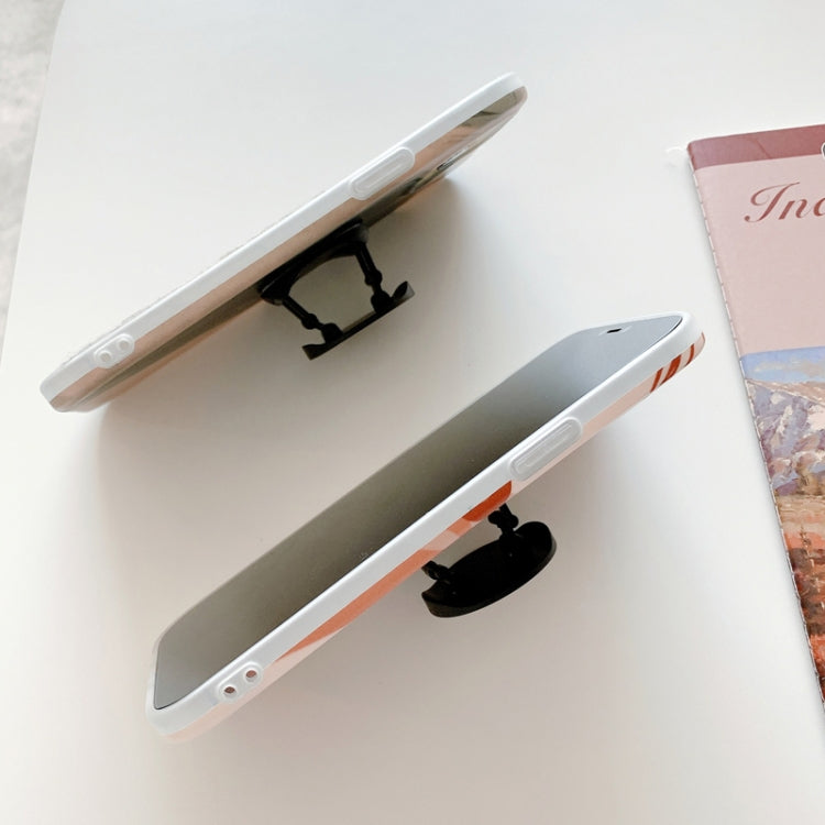 For iPhone 12 mini Watercolor Painting Series Half Coverage IMD Workmanship Protective Case with Folding Holder
