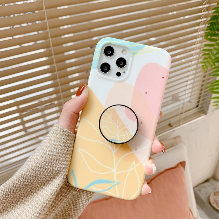 For iPhone 12 / 12 Pro Watercolor Painting Series Half Coverage IMD Workmanship Protective Case with Folding Holder