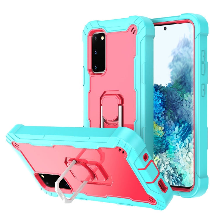 For Samsung Galaxy S20 FE / FE 5G PC + Rubber 3-layers Shockproof Protective Case with Rotating Holder