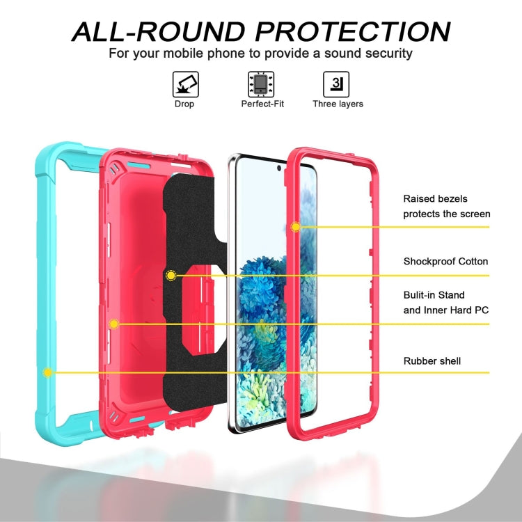 For Samsung Galaxy S20 FE / FE 5G PC + Rubber 3-layers Shockproof Protective Case with Rotating Holder