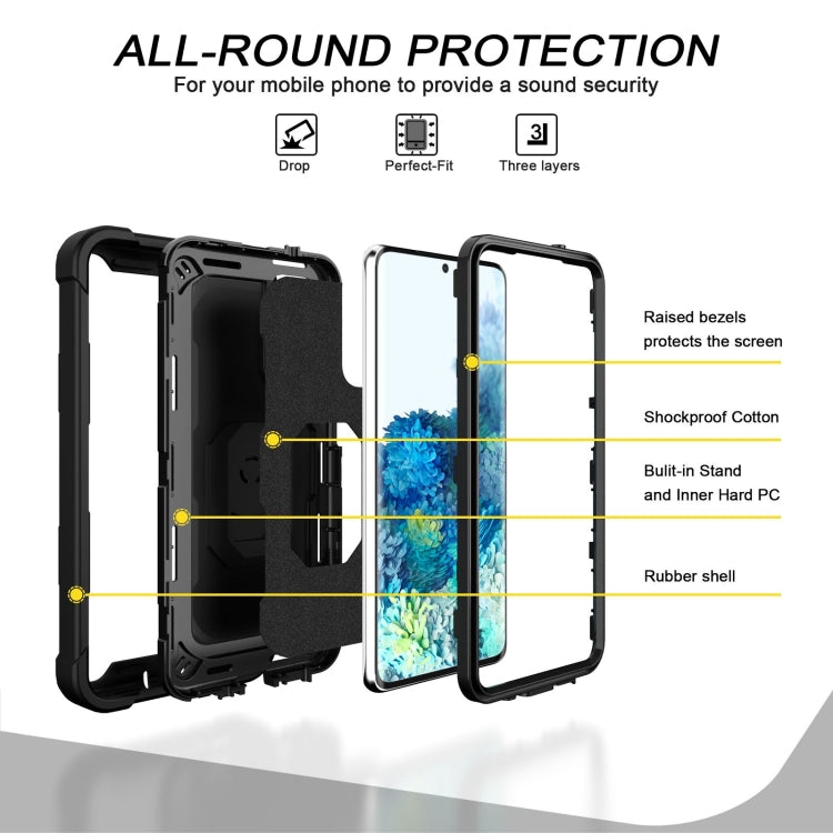 For Samsung Galaxy S20 FE / FE 5G PC + Rubber 3-layers Shockproof Protective Case with Rotating Holder