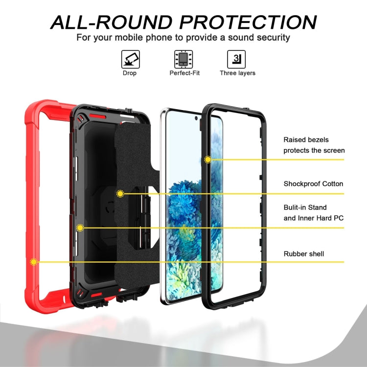 For Samsung Galaxy S20 FE / FE 5G PC + Rubber 3-layers Shockproof Protective Case with Rotating Holder