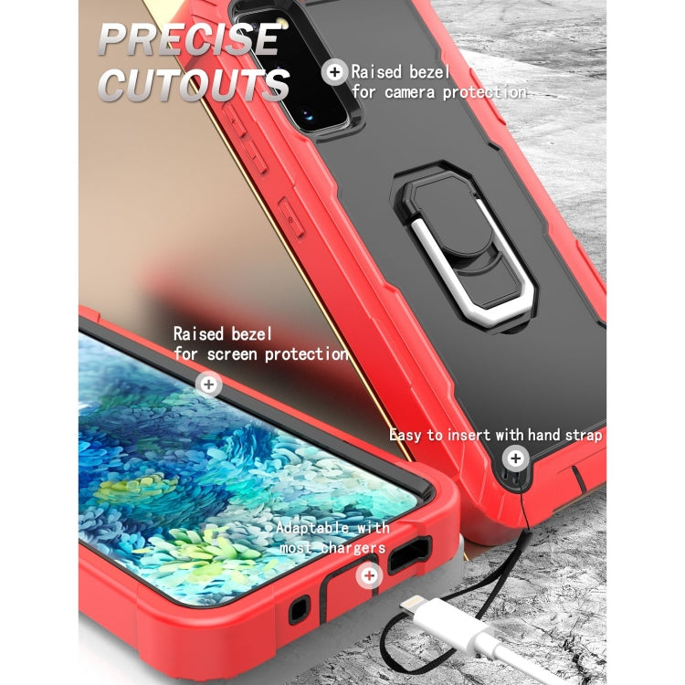 For Samsung Galaxy S20 FE / FE 5G PC + Rubber 3-layers Shockproof Protective Case with Rotating Holder