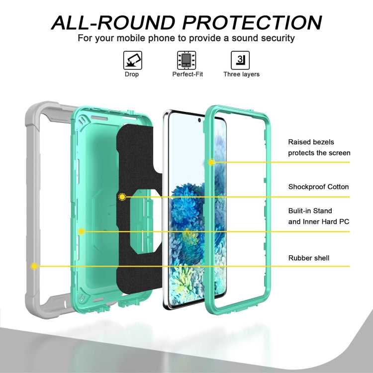 For Samsung Galaxy S20 FE / FE 5G PC + Rubber 3-layers Shockproof Protective Case with Rotating Holder