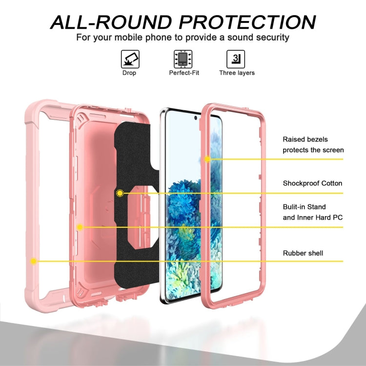 For Samsung Galaxy S20 FE / FE 5G PC + Rubber 3-layers Shockproof Protective Case with Rotating Holder