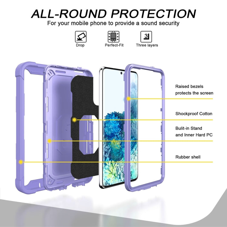 For Samsung Galaxy S20 FE / FE 5G PC + Rubber 3-layers Shockproof Protective Case with Rotating Holder