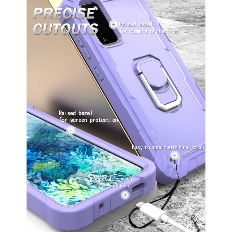 For Samsung Galaxy S20 FE / FE 5G PC + Rubber 3-layers Shockproof Protective Case with Rotating Holder