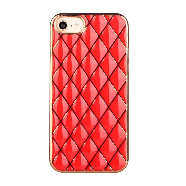 For iPhone SE 2022 / SE 2020 / 8 / 7 Electroplated Rhombic Pattern Sheepskin TPU Protective Case