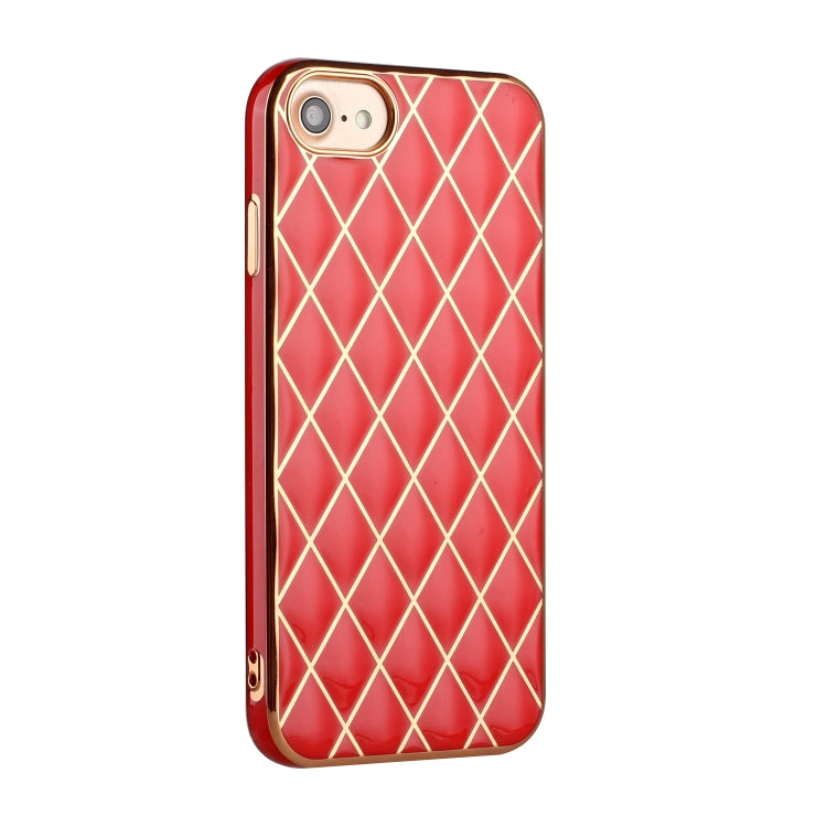 For iPhone SE 2022 / SE 2020 / 8 / 7 Electroplated Rhombic Pattern Sheepskin TPU Protective Case