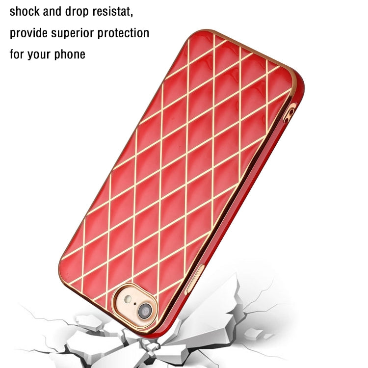 For iPhone SE 2022 / SE 2020 / 8 / 7 Electroplated Rhombic Pattern Sheepskin TPU Protective Case