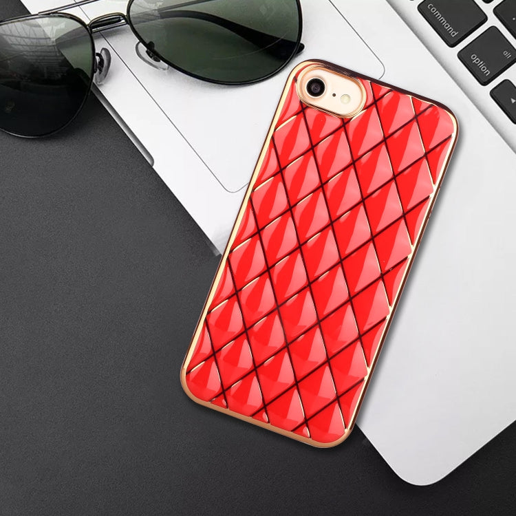 For iPhone SE 2022 / SE 2020 / 8 / 7 Electroplated Rhombic Pattern Sheepskin TPU Protective Case