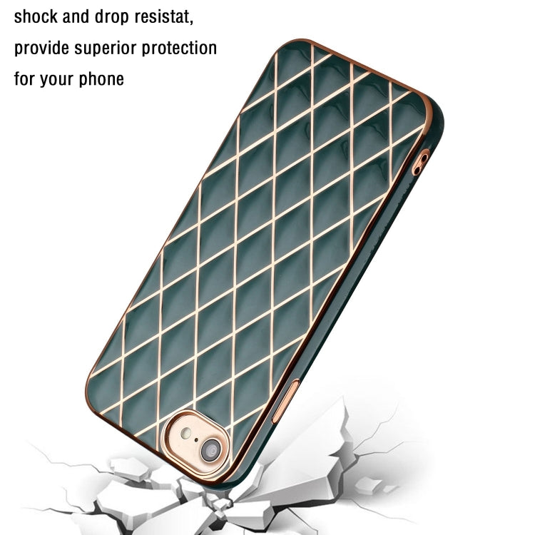 For iPhone SE 2022 / SE 2020 / 8 / 7 Electroplated Rhombic Pattern Sheepskin TPU Protective Case