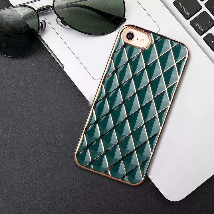 For iPhone SE 2022 / SE 2020 / 8 / 7 Electroplated Rhombic Pattern Sheepskin TPU Protective Case