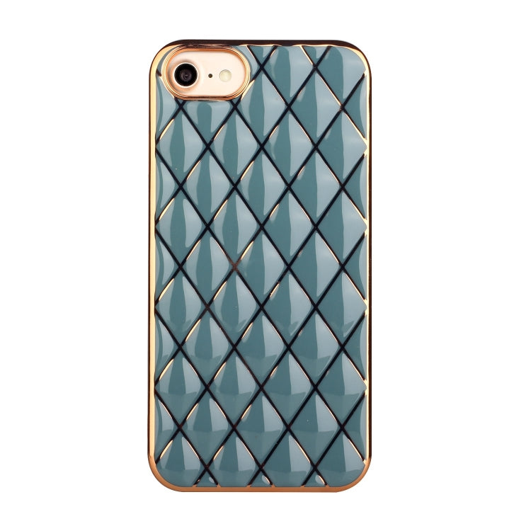 For iPhone SE 2022 / SE 2020 / 8 / 7 Electroplated Rhombic Pattern Sheepskin TPU Protective Case