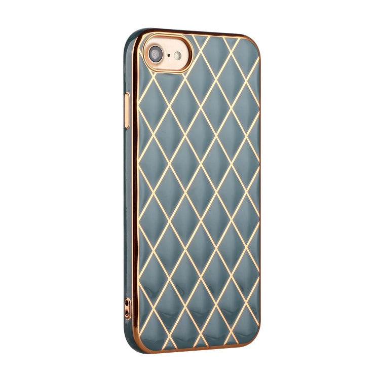 For iPhone SE 2022 / SE 2020 / 8 / 7 Electroplated Rhombic Pattern Sheepskin TPU Protective Case