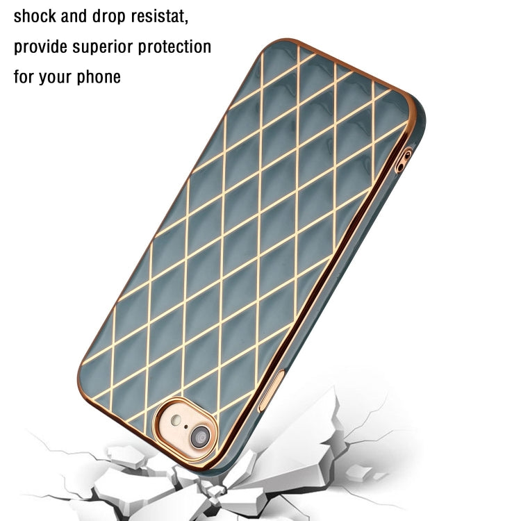 For iPhone SE 2022 / SE 2020 / 8 / 7 Electroplated Rhombic Pattern Sheepskin TPU Protective Case