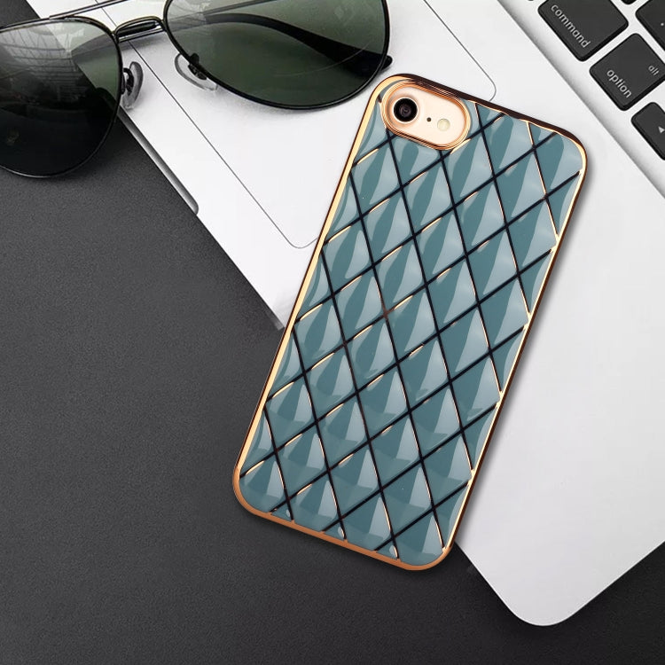 For iPhone SE 2022 / SE 2020 / 8 / 7 Electroplated Rhombic Pattern Sheepskin TPU Protective Case
