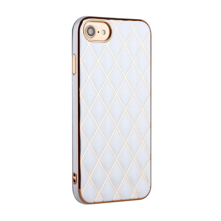 For iPhone SE 2022 / SE 2020 / 8 / 7 Electroplated Rhombic Pattern Sheepskin TPU Protective Case
