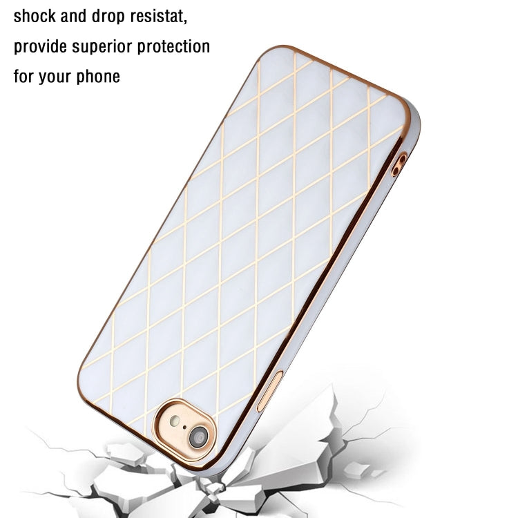 For iPhone SE 2022 / SE 2020 / 8 / 7 Electroplated Rhombic Pattern Sheepskin TPU Protective Case